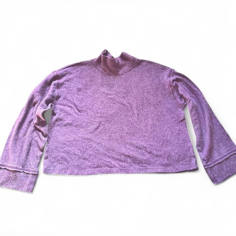 Lush Purple Cropped Autumn Sweater Long Sleeve Top Casual Back to School